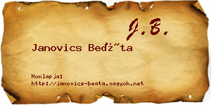 Janovics Beáta névjegykártya