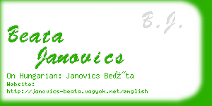 beata janovics business card